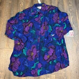 Vintage 90s Cabrais Flower Print Button-Up